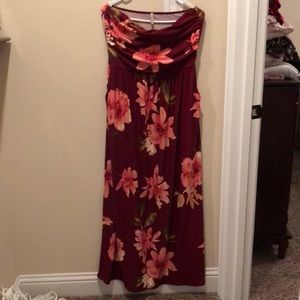 Strapless Floral Maxi Dress